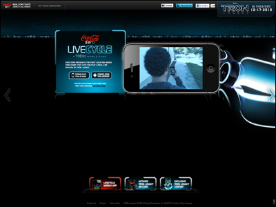Coke Zero LiveCycle: TRON Home Page