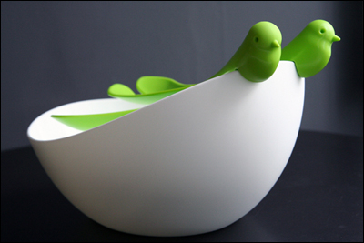 Bird Salad Bowl and Servers Set