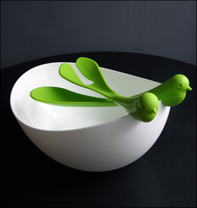 Bird Salad Bowl and Servers Set