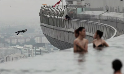 Marina Bay Sands Skypark BASE Jump. Singapore 2012.