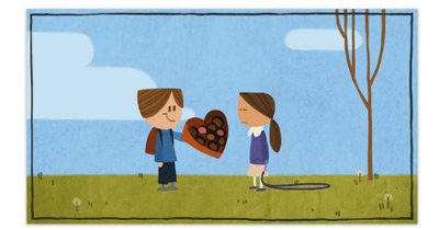 Google バレンタインデーロゴはかわいいアニメーション！