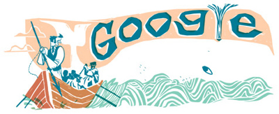 Google メルヴィルの小説「白鯨（モービー・ディック）」出版107周年で版画風のロゴに！（2012年10月18日）