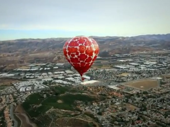 Marimekko hot-air balloon flying above Los Angeles