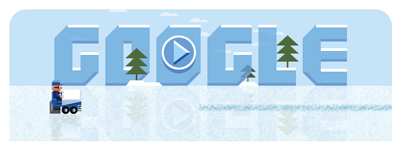 Google ロゴが整氷車で氷を綺麗にするゲームに！