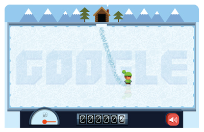 Google ロゴが整氷車で氷を綺麗にするゲームに!