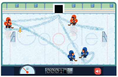 Google ロゴが整氷車で氷を綺麗にするゲームに!