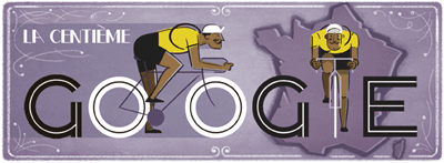 Google 100回目の開催となる自転車最高峰のロードレース、ツール・ド・フランスを記念したDoodleに！