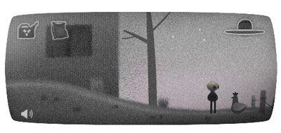 Google ロズウェル事件66周年で、UFOの残骸を回収して宇宙人を救うゲームのロゴに！