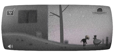 Google ロズウェル事件66周年で、UFOの残骸を回収して宇宙人を救うゲームのロゴに！