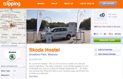 The SKODA Hostel. The first in-car hostel in Moscow