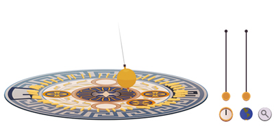 Google レオン・フーコー生誕194周年で、彼が地球の自転を証明するのに用いたフーコーの振り子のロゴに！