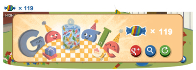 Google15周年で、Doodleがキャンディ落としゲームのロゴに！