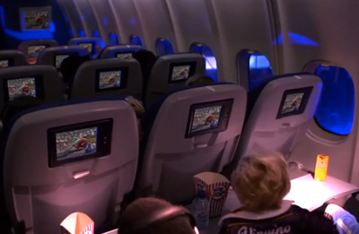 spectacular pre-screening on board of a KLM plane