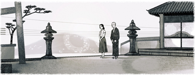 Google 映画監督の小津安二郎生誕110周年を記念して、映画「東京物語」の一場面がロゴに！
