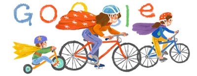 Google ハッピー母の日！ママとサイクリングロゴに！