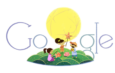 Google 中秋の名月で月にはしごを掛けるウサギのロゴに！