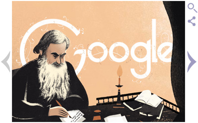 Google ロシアの文豪レフ・トルストイ生誕186周年を記念したスライドロゴに！