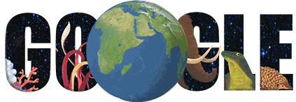 Google アースデーを記念して地球の回るGIFアニメロゴに！さらにアースデー動物診断も！