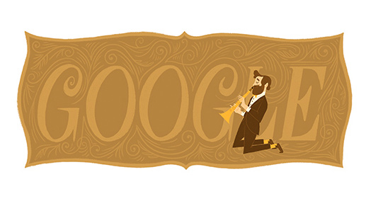 Google サクソフォーン生みの親アドルフ・サックス生誕201周年記念ロゴに！