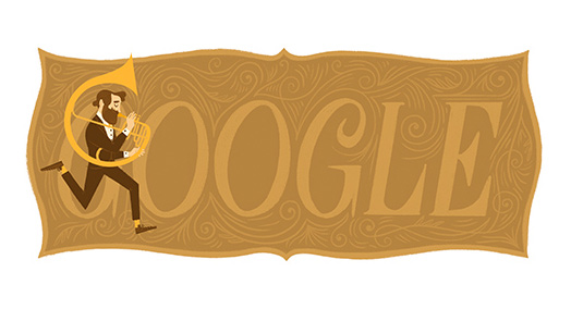 Google サクソフォーン生みの親アドルフ・サックス生誕201周年記念ロゴに！
