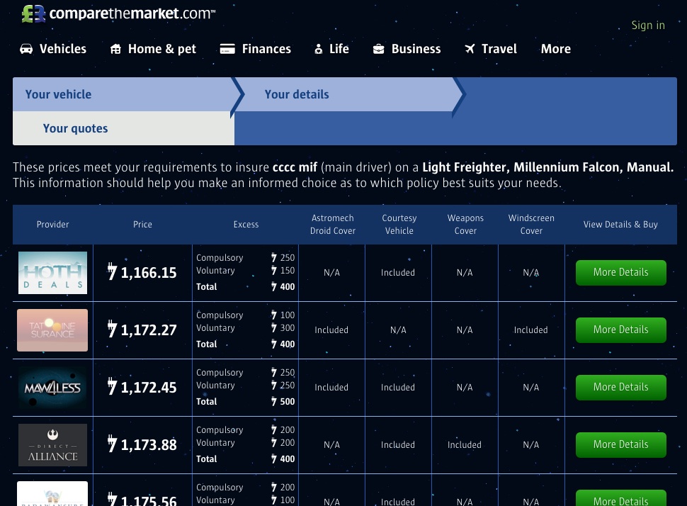 Galactic insurance | comparethemarket