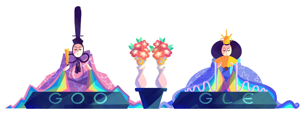 Google 3月3日は桃の節句。ひなまつりロゴに！