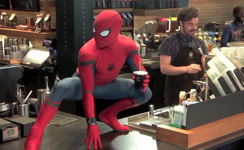 Spider-Man Grabs Coffee