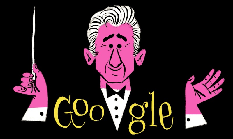 Google 20世紀を代表する指揮者レナード・バーンスタイン生誕100周年記念ロゴに！