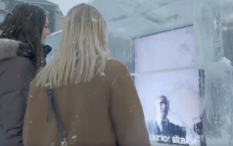 Amundsen frozen DOOH billboards at Oslo S