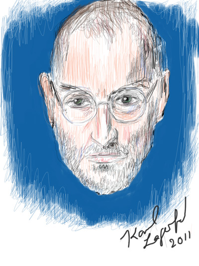 Karl Lagerfeld draws Steve Jobs on an iPad at LeWeb '11