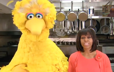 First Lady Michelle Obama and Big Bird Team Up to Help Get Kids Healthy