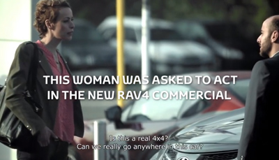 Actress loses it during Toyota RAV4 test-drive