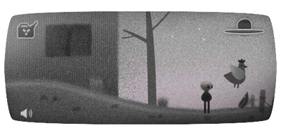 Google ロズウェル事件66周年で、UFOの残骸を回収して宇宙人を救うゲームのロゴに！
