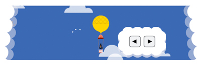 Google アンドレ＝ジャック・ガルヌランによる世界初のパラシュート降下216周年記念で、いろんな場所に降下するアニメーションロゴに！