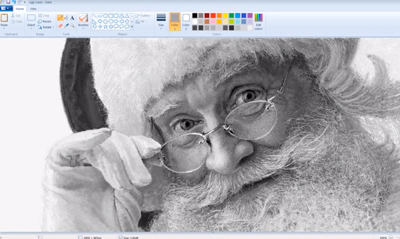 Vintage Microsoft Paint Art - Santa Claus Speed Painting