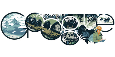 Google ゴリラの調査研究で知られる動物学者ダイアン・フォッシー生誕82周年記念ロゴに！