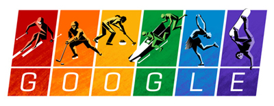 Google ソチオリンピック開幕で、スポーツ選手が躍動するロゴに！