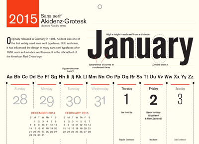 JUST TYPE 2015 WALL CALENDAR