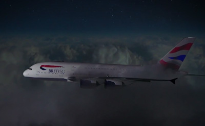 British Airways A380 transformed with breath-taking 4D projection
