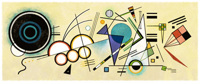 Google ワシリー・カンディンスキー生誕148周年を記念した抽象絵画風ロゴに！