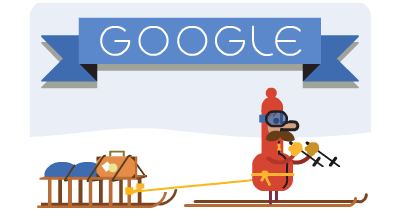 Google 2014年ホリデー シリーズロゴ2日目は、スキーのGIFアニメに！