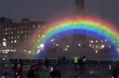 London's Night Sky Lit Up By Rainbow