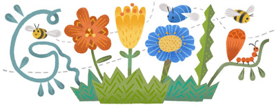 Google 春分の日で花が咲き蜂が飛ぶアニメーションロゴに！