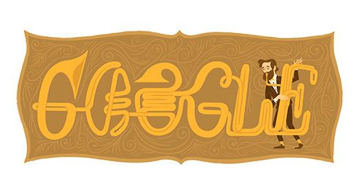 Google サクソフォーン生みの親アドルフ・サックス生誕201周年記念ロゴに！