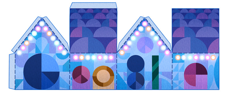 Google Holidays 2015（2日目）は4種の家のペーパークラフトのロゴに！
