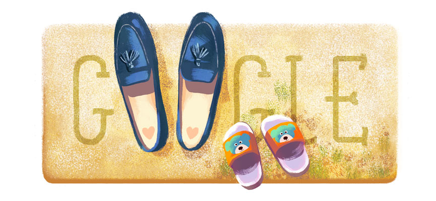 Google 母の日で母子の靴が並ぶイラストロゴに！