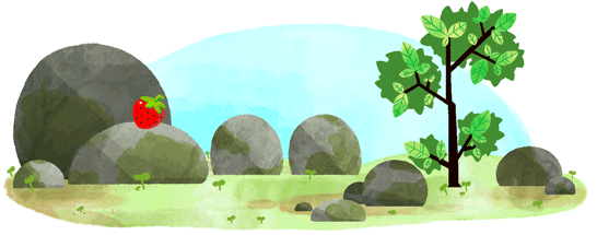 Google リスと岩のコミカルな夏至アニメーションロゴに！