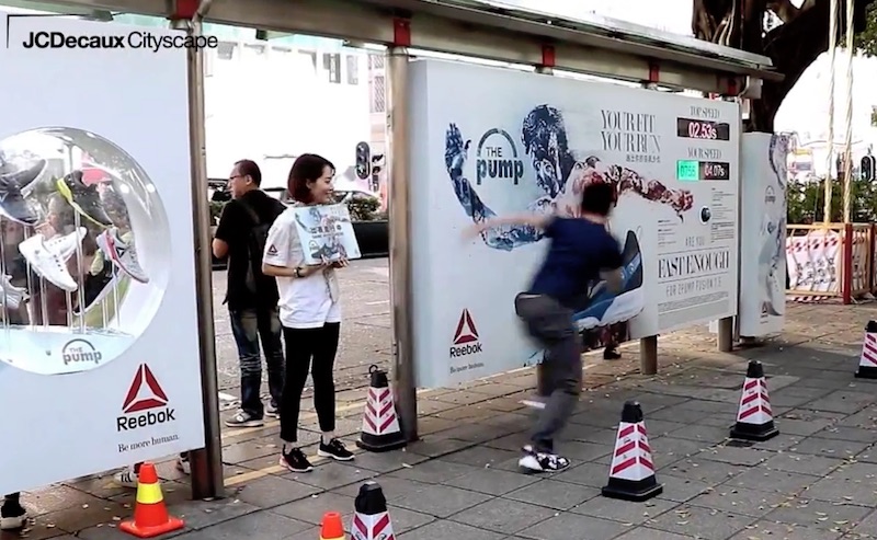 Reebok Shuttle Run Challenge at HK bus shelter