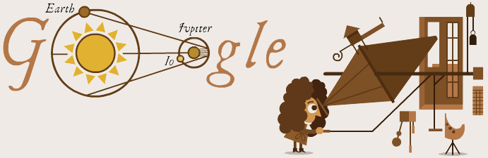Google オーレ・オーマーが光の速度の測定に成功して340年記念ロゴに！