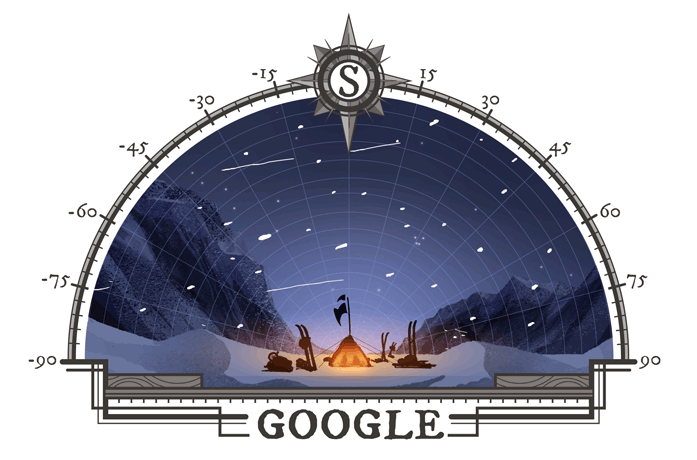 Google ロアルド・アムンセンが人類史上初めて南極点に到達した日から105周年記念ロゴに！